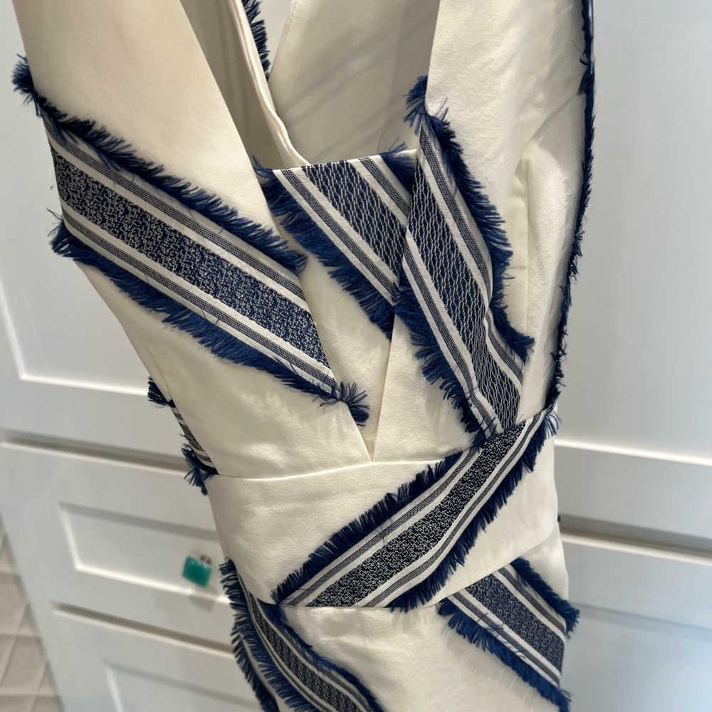 Milly White Dress with Blue Embroidery - Picture 8 of 9